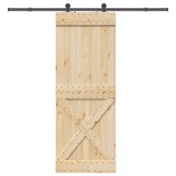 Porte coulissante NARVIK Naturel et noir 85 x 210 cm (213,5 cm) 649600649600
