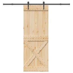 Porte coulissante NARVIK Naturel et noir 85 x 210 cm (213,5 cm) 649602649602
