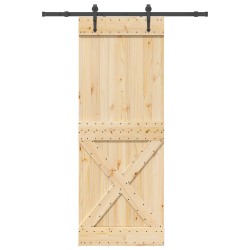Porte coulissante NARVIK Naturel et noir 85 x 210 cm (152,5 cm) 649607649607