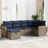 Salon de jardin 6 pcs avec coussins gris résine tressée 649612649612