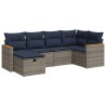 Salon de jardin 6 pcs avec coussins gris résine tressée 649612649612