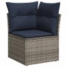 Salon de jardin 6 pcs avec coussins gris résine tressée 649612649612