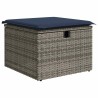 Salon de jardin 6 pcs avec coussins gris résine tressée 649612649612