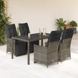 Ensemble de bistro de jardin 5 pcs coussins gris poly rotin 649620649620