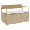 Banc de rangement de jardin avec coussin beige résine tressée 649622649622