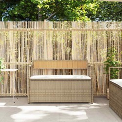 Banc de rangement de jardin avec coussin beige résine tressée 649622649622