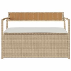 Banc de rangement de jardin avec coussin beige résine tressée 649622649622