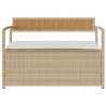 Banc de rangement de jardin avec coussin beige résine tressée 649622649622