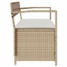 Banc de rangement de jardin avec coussin beige résine tressée 649622649622