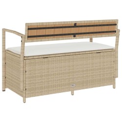 Banc de rangement de jardin avec coussin beige résine tressée 649622649622