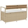 Banc de rangement de jardin avec coussin beige résine tressée 649622649622