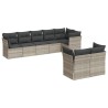 Salon de jardin 8 pcs avec coussins gris clair résine tressée 649623649623