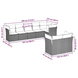 Salon de jardin 8 pcs avec coussins gris clair résine tressée 649623649623