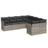 Salon de jardin 8 pcs avec coussins gris clair résine tressée 649624649624
