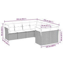 Salon de jardin 8 pcs avec coussins gris clair résine tressée 649624649624