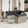 Salon de jardin 8 pcs avec coussins gris clair résine tressée 649625649625