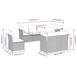Salon de jardin 8 pcs avec coussins gris clair résine tressée 649625649625
