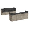 Salon de jardin 9 pcs avec coussins gris clair résine tressée 649626649626