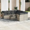 Salon de jardin 9 pcs avec coussins gris clair résine tressée 649627649627