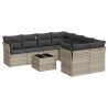 Salon de jardin 9 pcs avec coussins gris clair résine tressée 649627649627