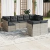 Salon de jardin 9 pcs avec coussins gris clair résine tressée 649628649628