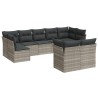 Salon de jardin 9 pcs avec coussins gris clair résine tressée 649628649628