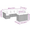Salon de jardin 9 pcs avec coussins gris clair résine tressée 649628649628