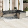 Salon de jardin 9 pcs avec coussins gris clair résine tressée 649629649629