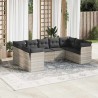 Salon de jardin 9 pcs avec coussins gris clair résine tressée 649630649630