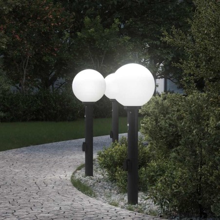 Bornes lumineuses avec capteur et prise lot de 3 80 cm noir IP44 649641649641