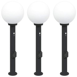 Bornes lumineuses avec capteur et prise lot de 3 80 cm noir IP44 649641649641