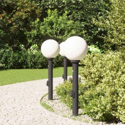Bornes lumineuses avec capteur et prise lot de 3 80 cm noir IP44 649641649641