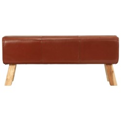 Banc de bok de gymnastique marron 110 cm cuir véritable et bois 649665649665