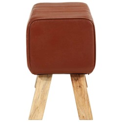 Banc de bok de gymnastique marron 110 cm cuir véritable et bois 649665649665