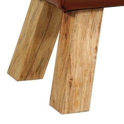 Banc de bok de gymnastique marron 110 cm cuir véritable et bois 649665649665