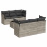 Salon de jardin avec coussins 7 pcs gris clair résine tressée 649672649672