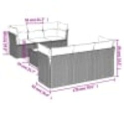 Salon de jardin avec coussins 7 pcs gris clair résine tressée 649672649672
