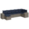 Salon de jardin avec coussins 7 pcs gris résine tressée 649694649694