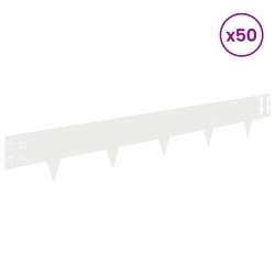 Bordure de Pelouse 50 pcs 100 x 15 cm Acier Blanc 649703649703