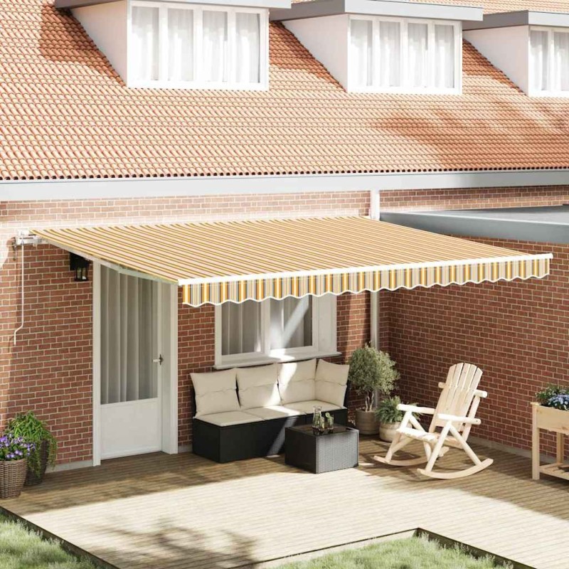 Auvent rétractable Multicolore 450 × 350 cm Tissu et Aluminium 649707649707