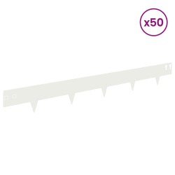 Bordure de Pelouse 50 pcs 100 x 12 cm Acier Blanc 649724649724