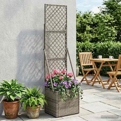 Bac à fleurs avec Treillis Gris 35 x 30 x 135 cm polyrotin 649733649733