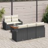 Ensemble de canapé de jardin 6 pcs Noir et Crème polyrotin 649742649742