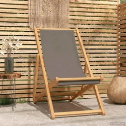 Chaise de plage Taupe Bois de teck massif 649753649753
