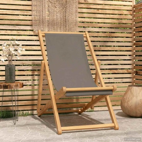Chaise de plage Taupe Bois de teck massif 649753649753