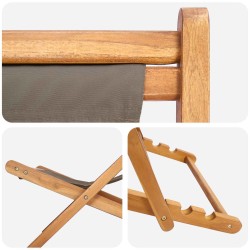 Chaise de plage Taupe Bois de teck massif 649753649753