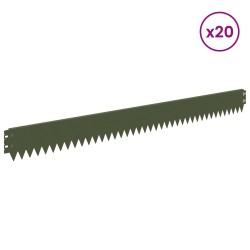 Bordure de Pelouse 20 pcs 103 x 10 cm Acier Vert olive 649756649756