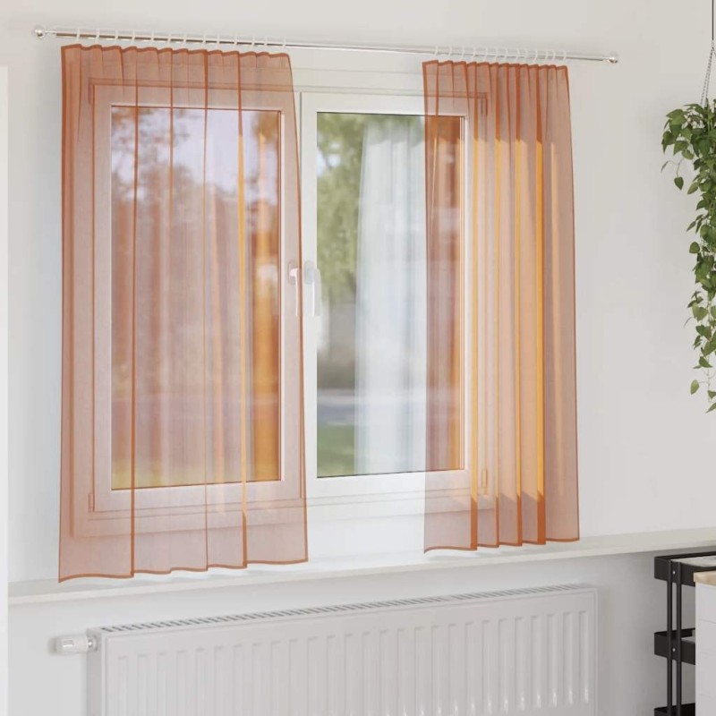 Rideaux en voile à œillets 2 pcs couleur terre cuite 649775649775