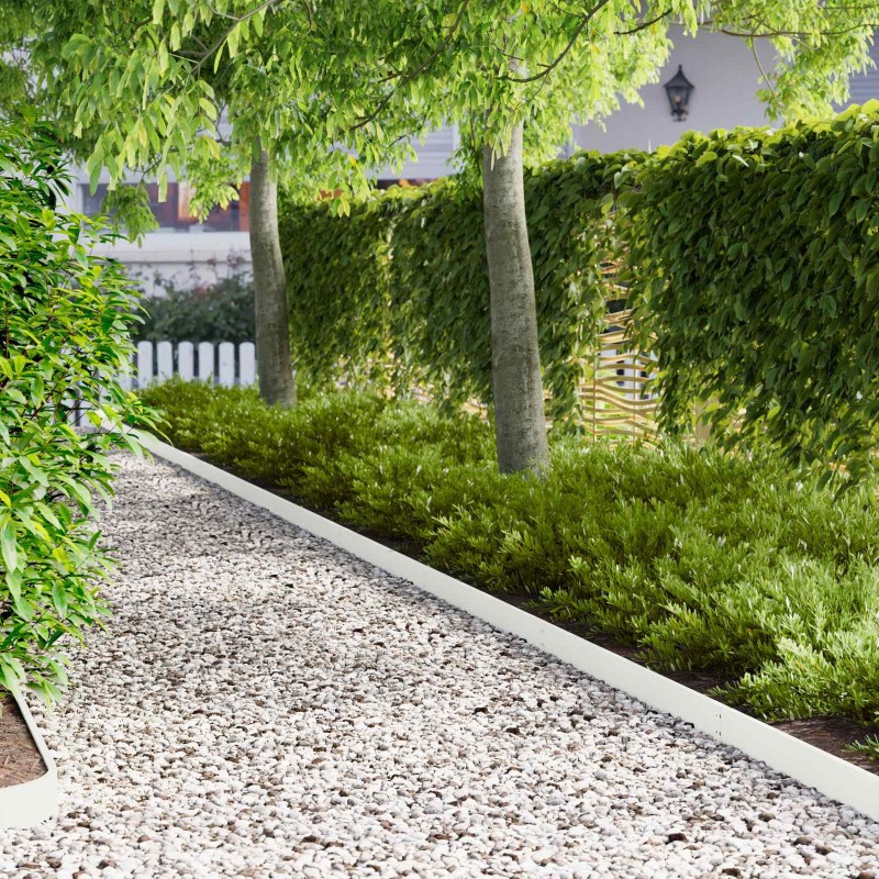Bordure de Pelouse 50 pcs 103 x 10 cm Acier Blanc 649778649778