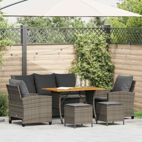 Ensemble de canapé de jardin 6 pcs avec coussins gris résine tressée 649781649781